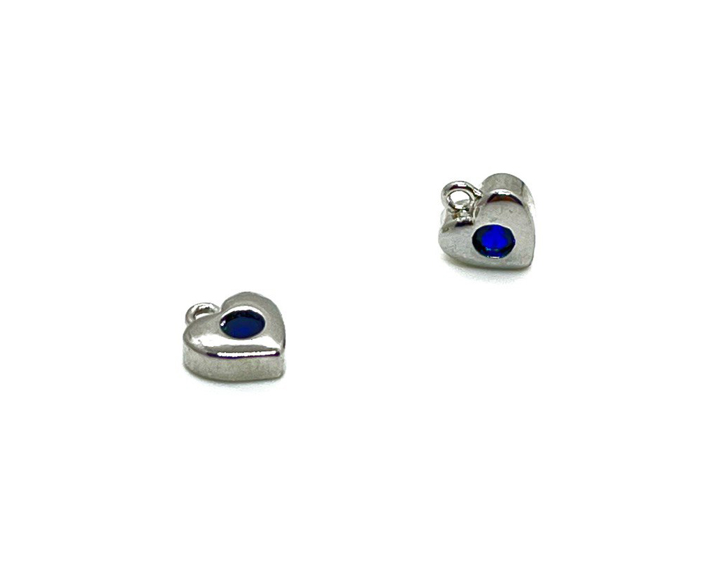 Подвеска Сердечко маленькое с синим фианитом цвет серебро размер 8*7*2,5мм Серебро