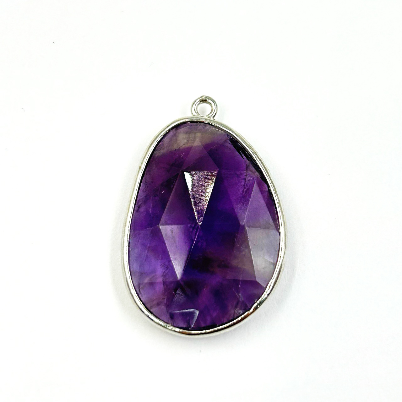 Кулон аметистом 21*31мм цвет серебро
