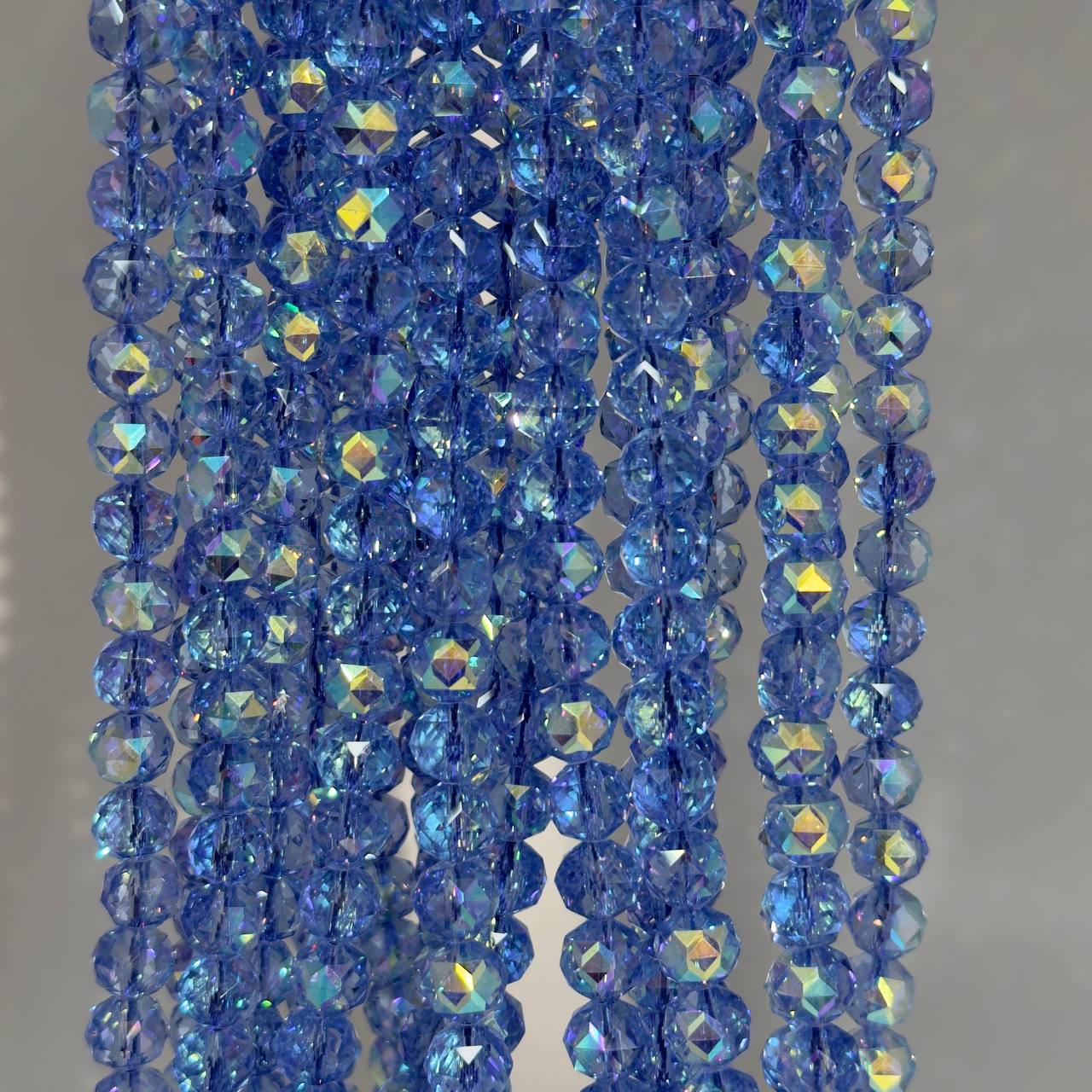 Бусины стеклянные размер 10мм цвет синий с отливом